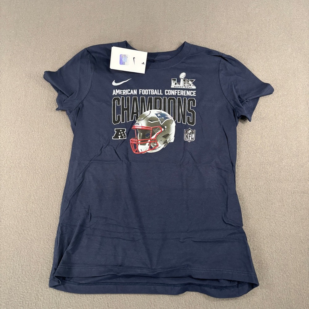 Nike New England Patriots Super Bowl LIII AFC Champions Shirt Womens Size S Navy - Picture 1 of 7